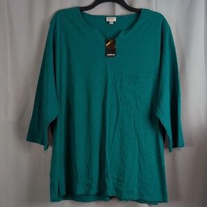 Avenue Teal Short Sleeve Top
